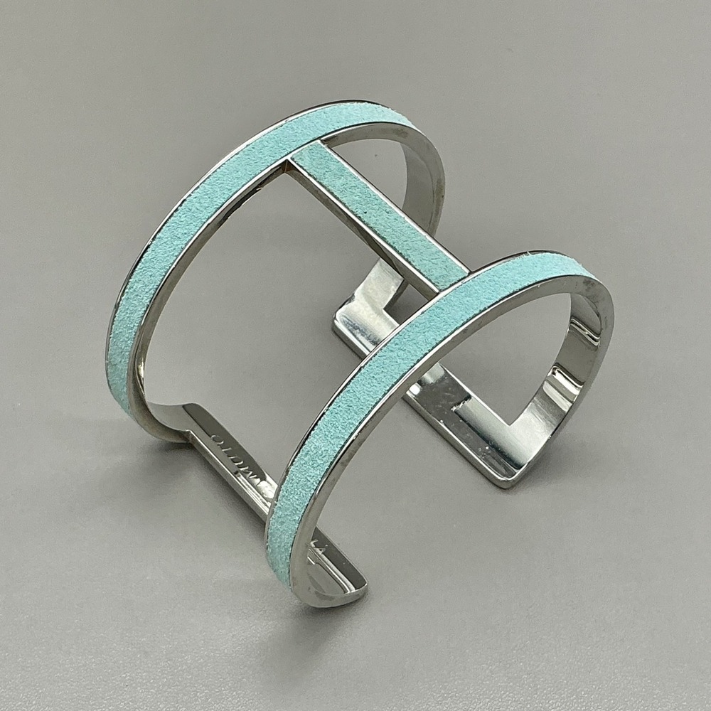 Vince Camuto Cuff Bracelet Womens Teal Silver Tone Open Architectural Modern